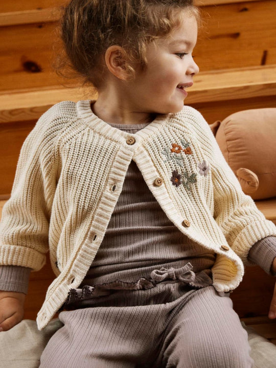 Lil' Atelier Mini EMLEN EMB LS KNIT CARDIGAN - Birch