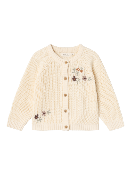 Lil' Atelier Mini EMLEN EMB LS KNIT CARDIGAN - Birch