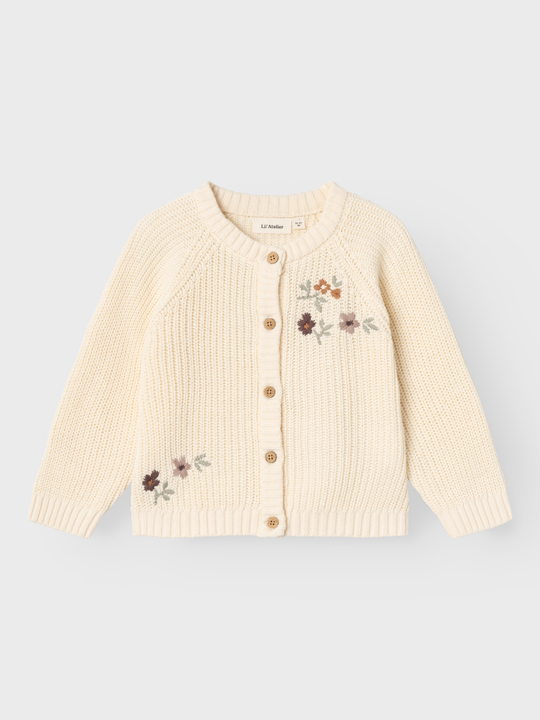 Lil' Atelier Mini EMLEN EMB LS KNIT CARDIGAN - Birch