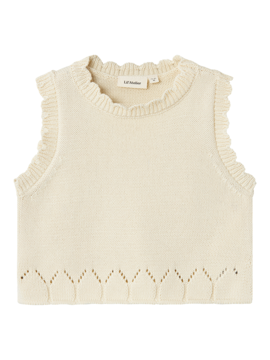 Lil' Atelier MINI RAMLA LOOSE SHORT KNIT VEST - Turtledove