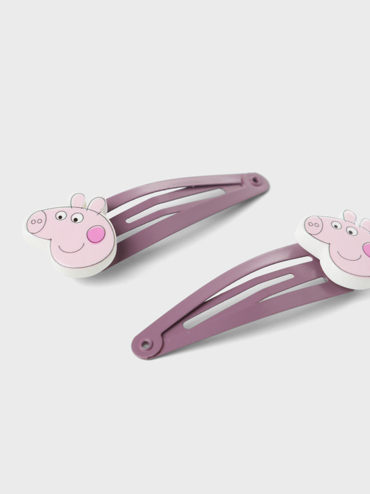 name it mini ORDISSI PEPPAPIG 2P HAIR CLIPS CPLG - Arctic Dusk 2 pack