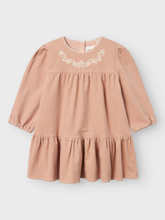 Lil' Atelier MINI REVELLE LS CORD DRESS - Rugby Tan