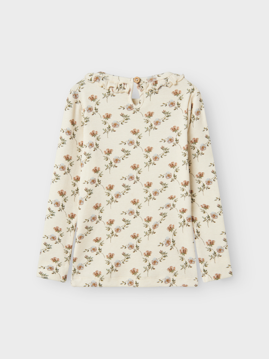 Lil' Atelier MINI GAVO ELS LS SLIM TOP - Turtledove Flowers