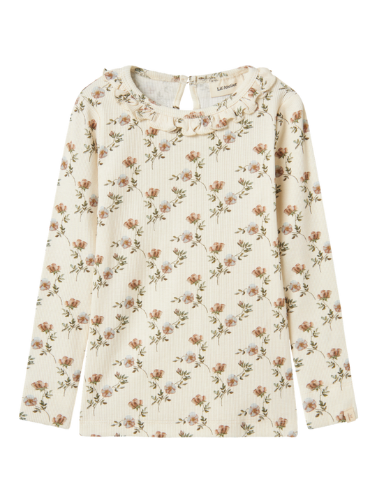 Lil' Atelier MINI GAVO ELS LS SLIM TOP - Turtledove Flowers