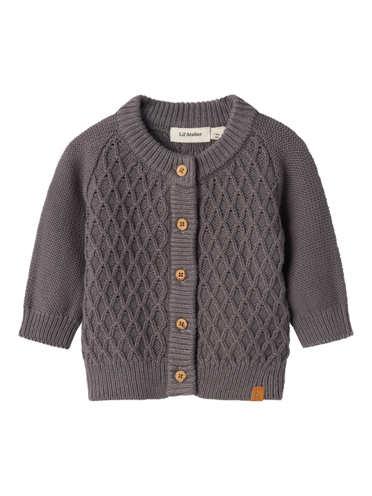 Lil' Atelier BABY TOBIE LS KNIT CARDIGAN - Pewter