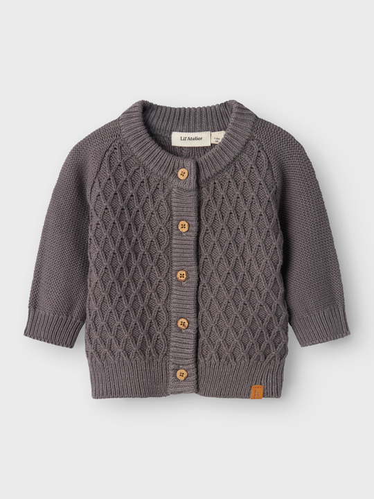 Lil' Atelier BABY TOBIE LS KNIT CARDIGAN - Pewter