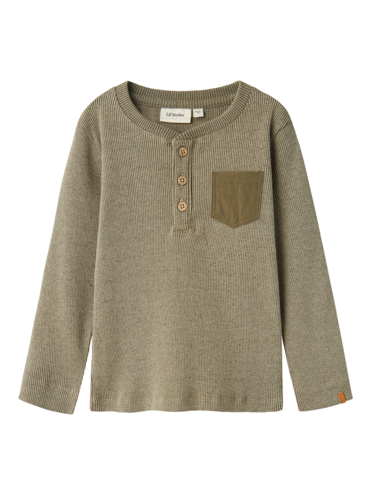 Lil' Atelier Mini BARBAR LS SLIM TOP - Moss Gray