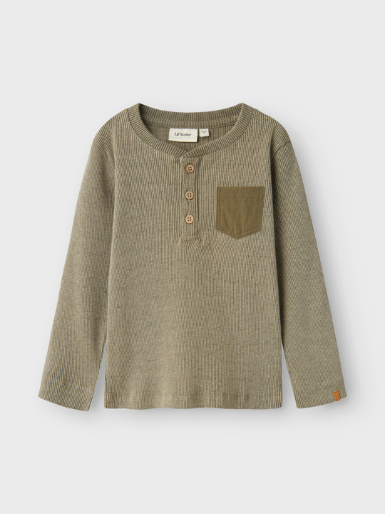 Lil' Atelier Mini BARBAR LS SLIM TOP - Moss Gray