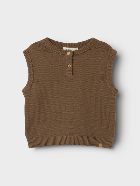 Lil' Atelier MINI RAMLO LOOSE SHORT KNIT VEST - Shitake