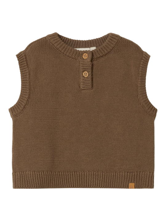 Lil' Atelier BABY RAMLO LOOSE SHORT KNIT VEST - Shitake