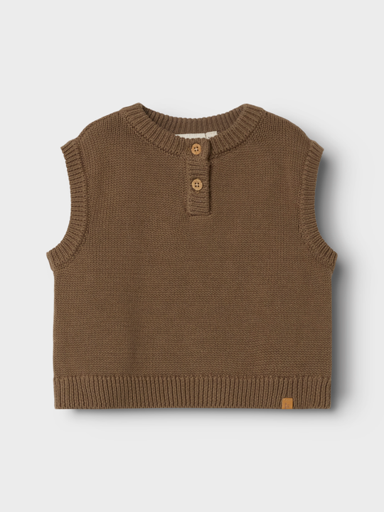 Lil' Atelier BABY RAMLO LOOSE SHORT KNIT VEST - Shitake