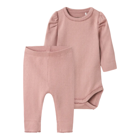 name it baby NIGELLA LS SLIM BODY/LEGGING SET - Woodrose