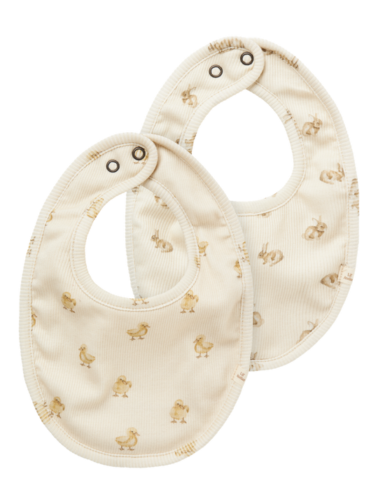 Lil' Atelier BABY LAVO EMO 2 PK BIBS - Turtledove