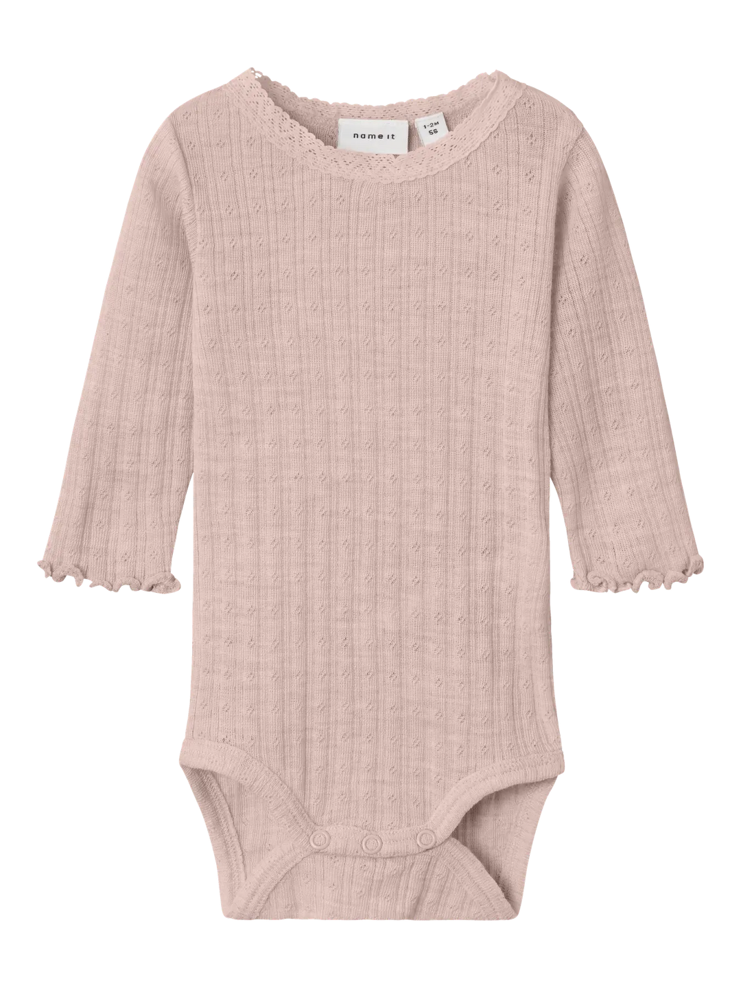 name it baby ULL/SILKE WOSSA RIB LS BODY - Shadow Gray - Torgunns Barneklær AS