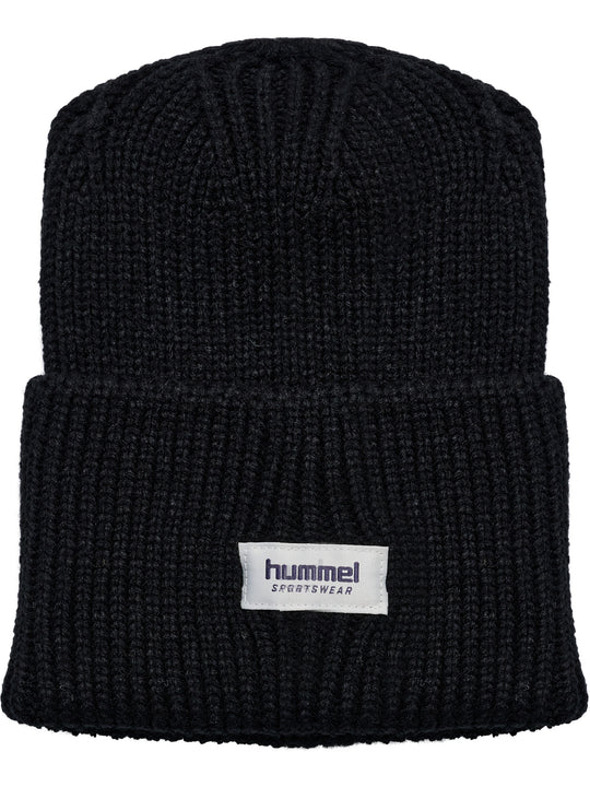 hummel hmlJR HEAVY RIB KNIT BEANIE - BLACK - Torgunns Barneklær AS