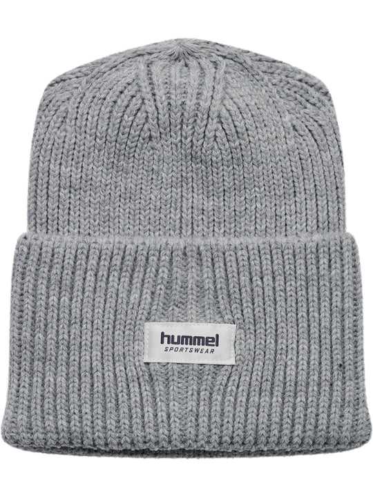 hummel hmlJR HEAVY RIB KNIT BEANIE - GREY MELANGE - Torgunns Barneklær AS