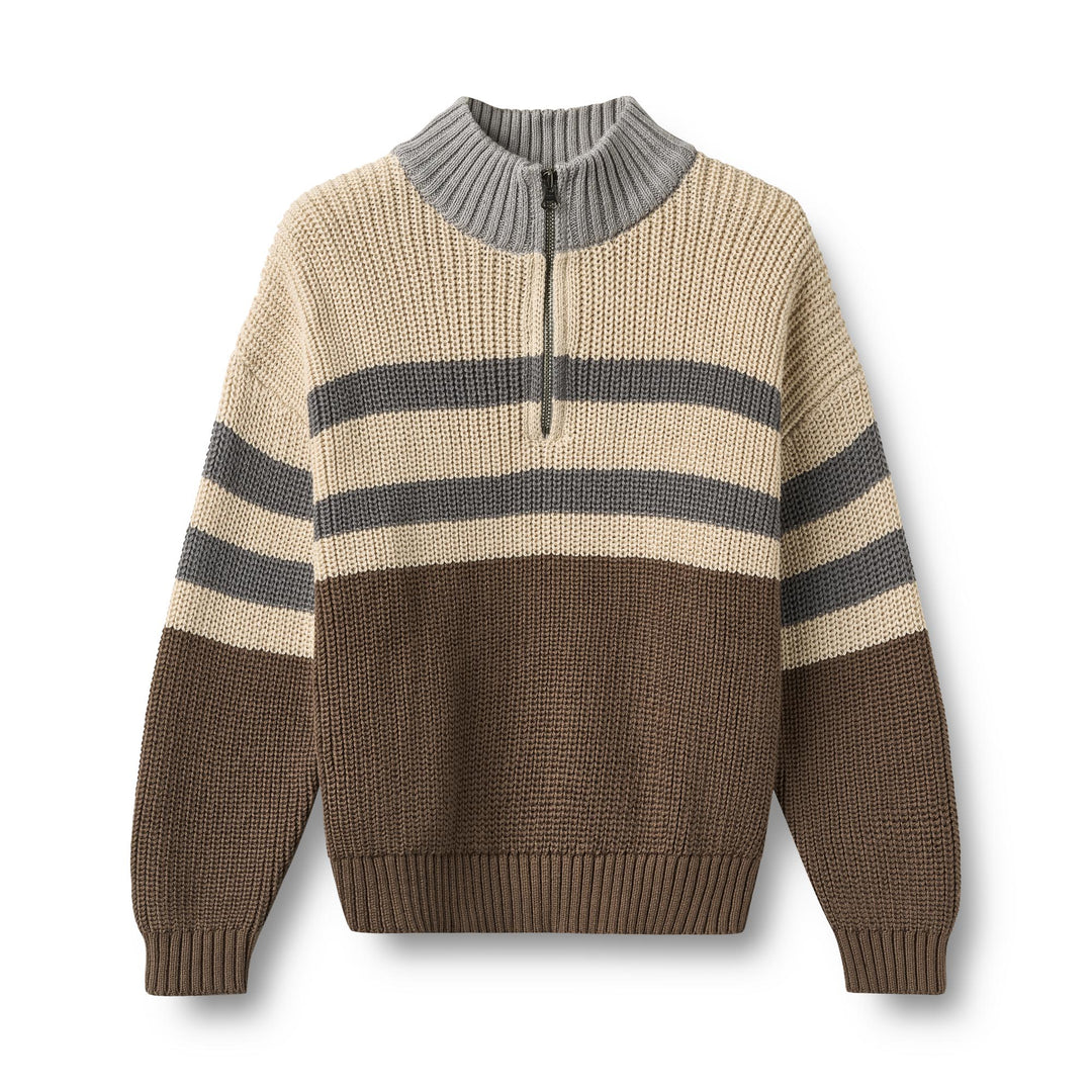 Wheat | Half zip Jumper L/S Simo - Dry Wood