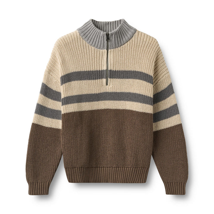 Wheat | Half zip Jumper L/S Simo - Dry Wood