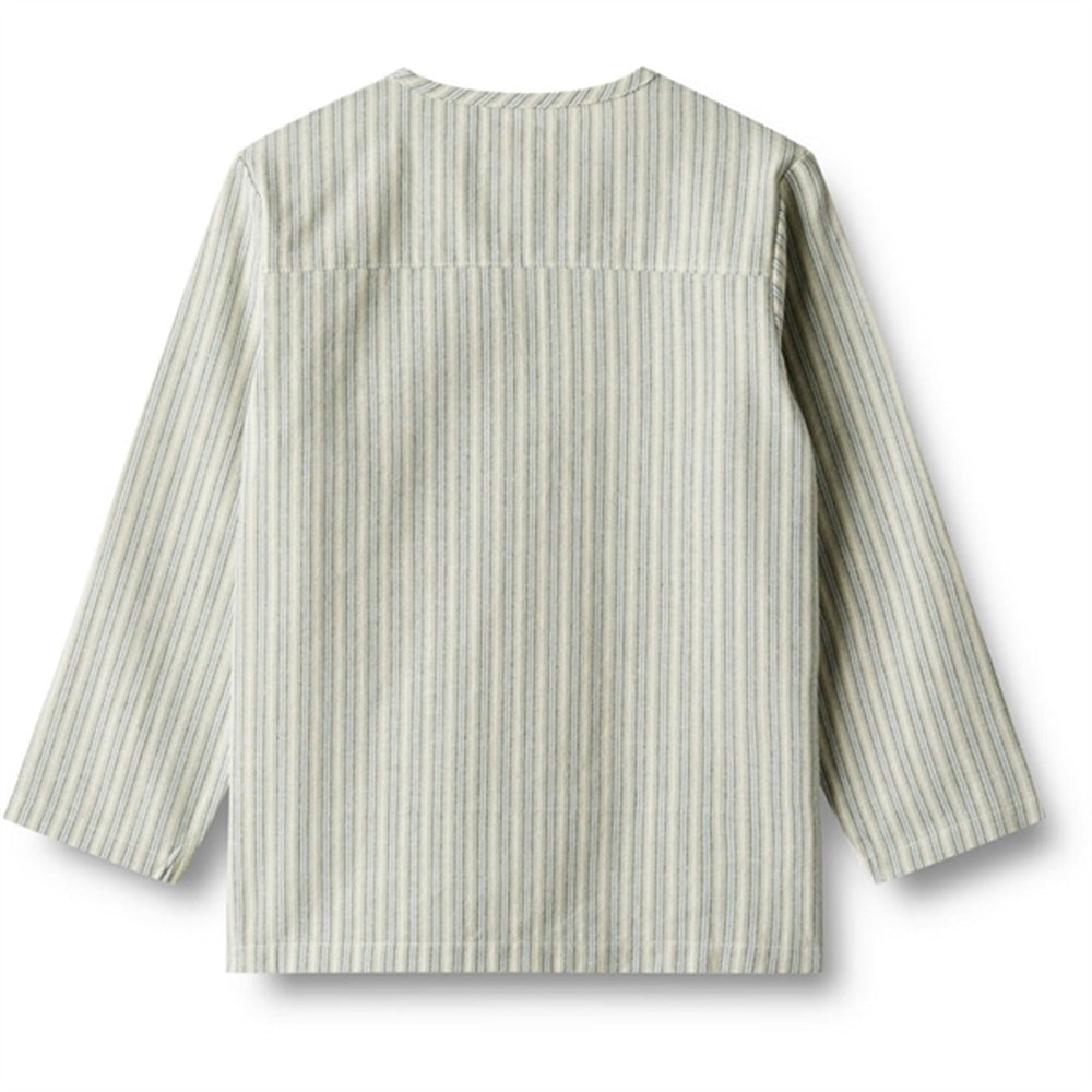 Wheat Shirt Bjørk - Aqua Blue Stripe