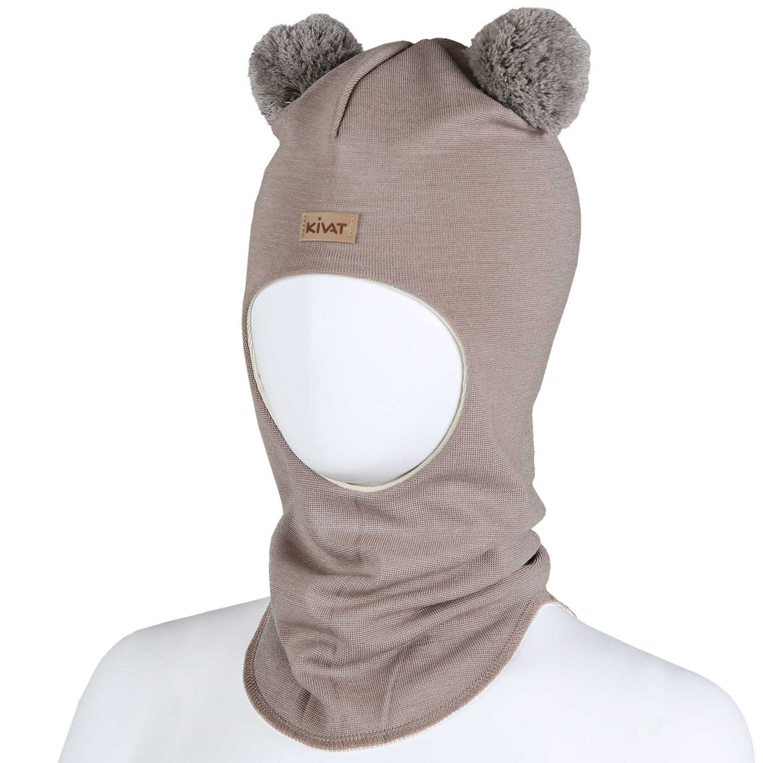 KIVAT balaclava i ull/silke rund modell med to dusker og vindstoppere