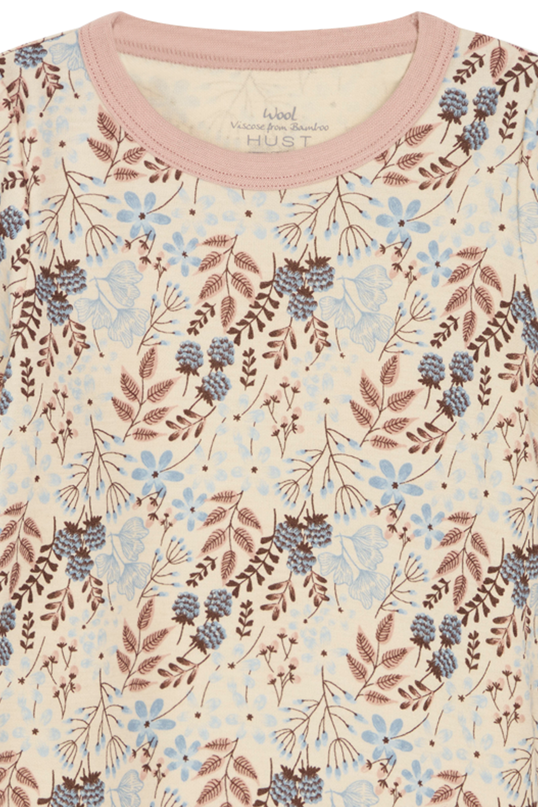 Hust & Claire Ull/Bambus | Abbelin Ullgenser m/Blomsterprint - Cloud blue