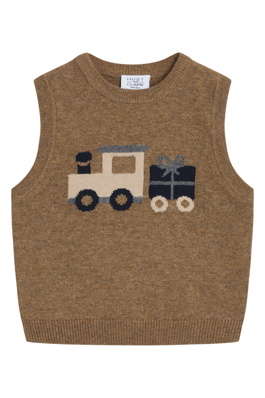 Hust & Claire PERRY Strikkevest - Coffee melange