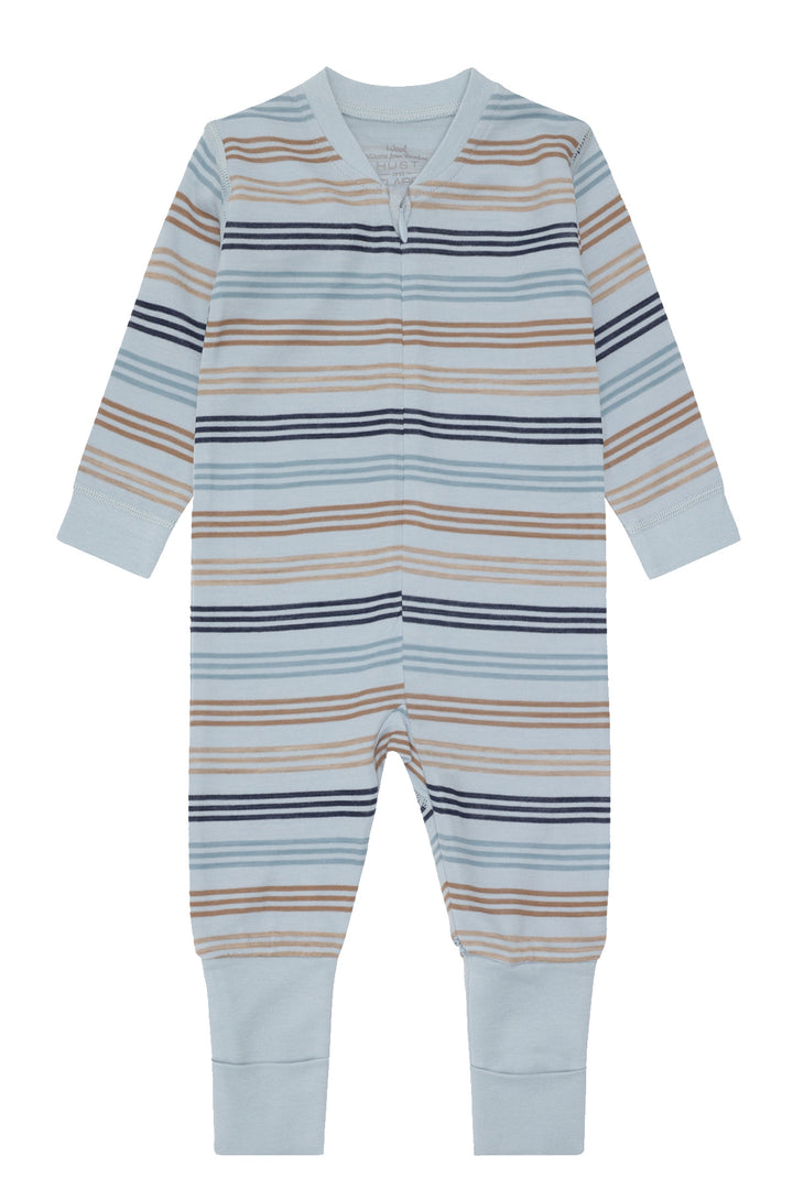 Hust &amp; Claire | Manu Zip 3 Stripes Pysj Ull/Bambus – Baby Blue