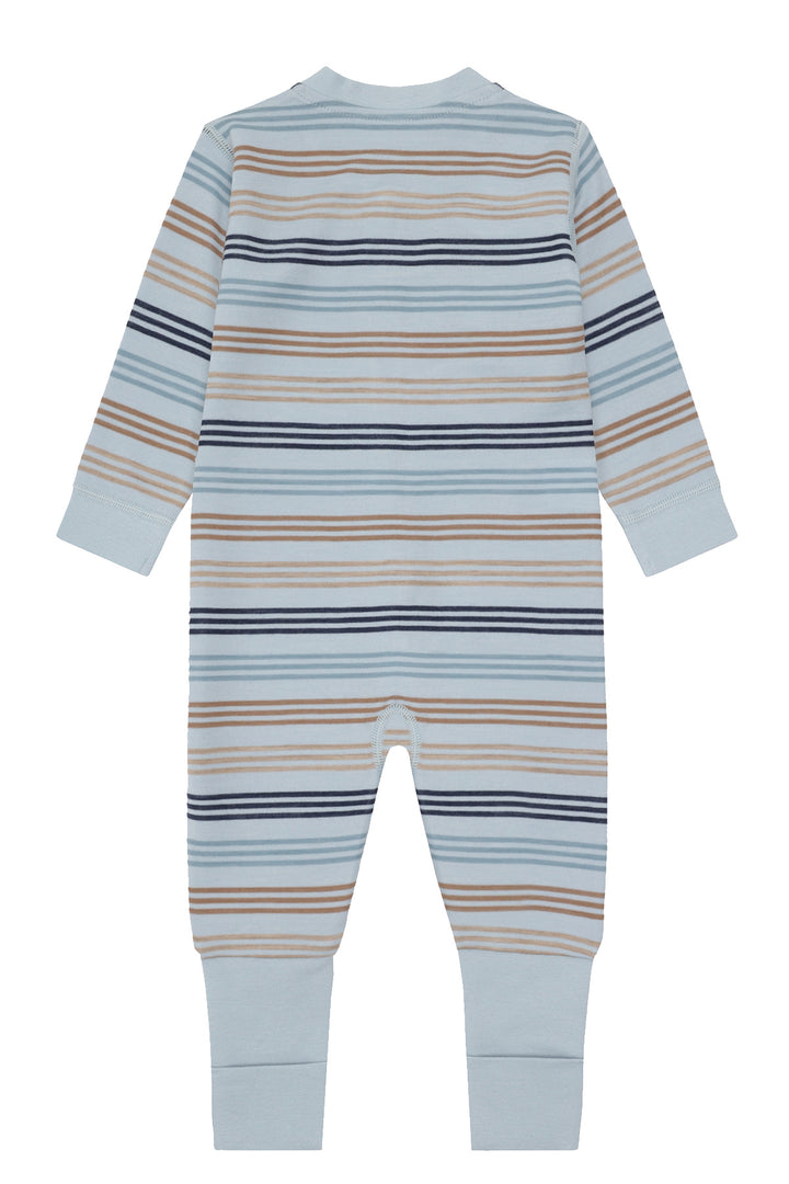 Hust &amp; Claire | Manu Zip 3 Stripes Pysj Ull/Bambus – Baby Blue