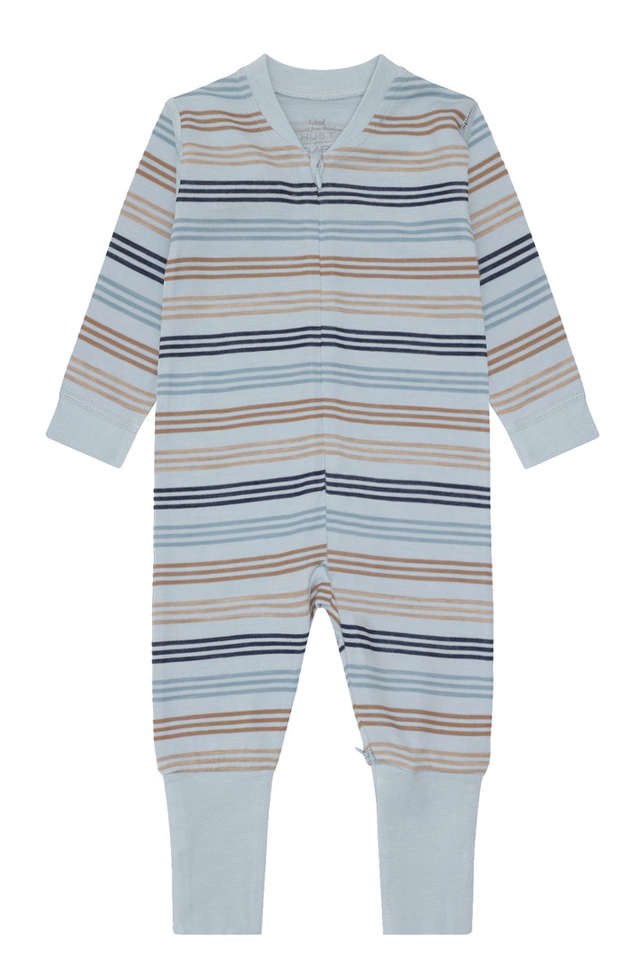 Hust &amp; Claire | Manu Zip 3 Stripes Pysj Ull/Bambus – Baby Blue