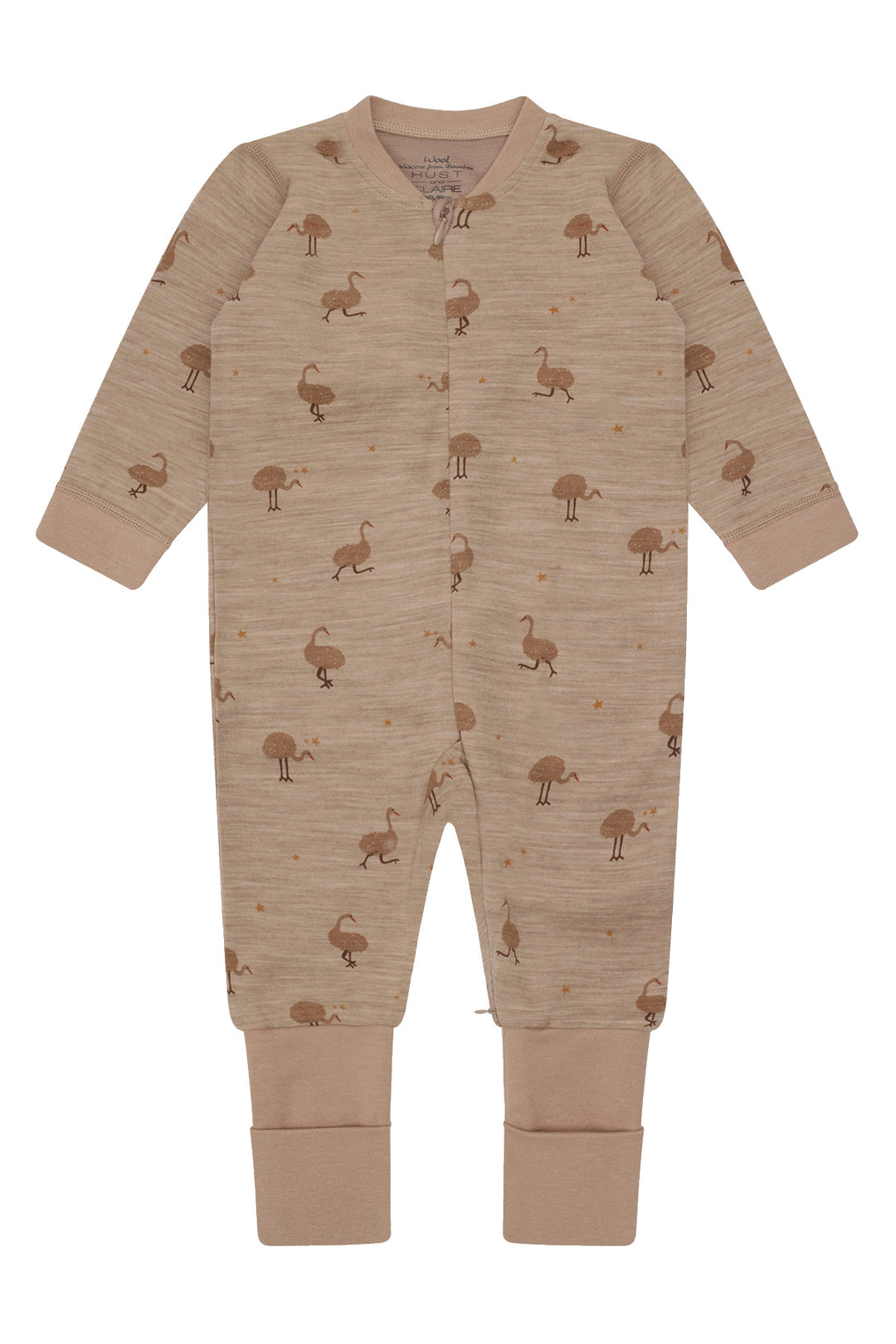 Hust &amp; Claire | Manu Zip Ostrich Pysj Ull/Bambus – Biscuit