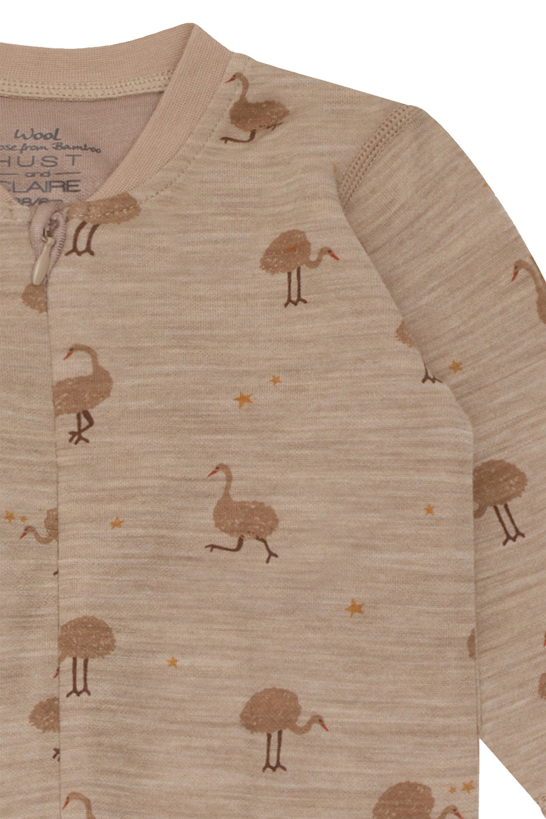 Hust &amp; Claire | Manu Zip Ostrich Pysj Ull/Bambus – Biscuit