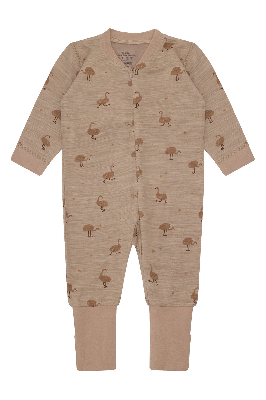 Hust &amp; Claire | Manu Zip Ostrich Pysj Ull/Bambus – Biscuit