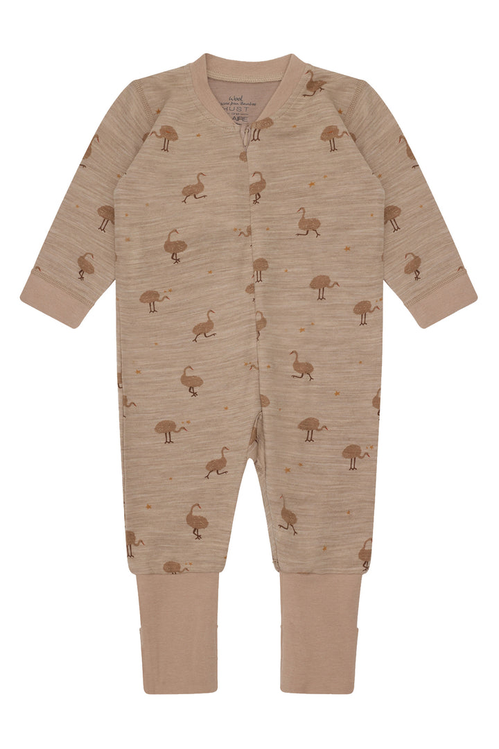 Hust &amp; Claire | Manu Zip Ostrich Pysj Ull/Bambus – Biscuit