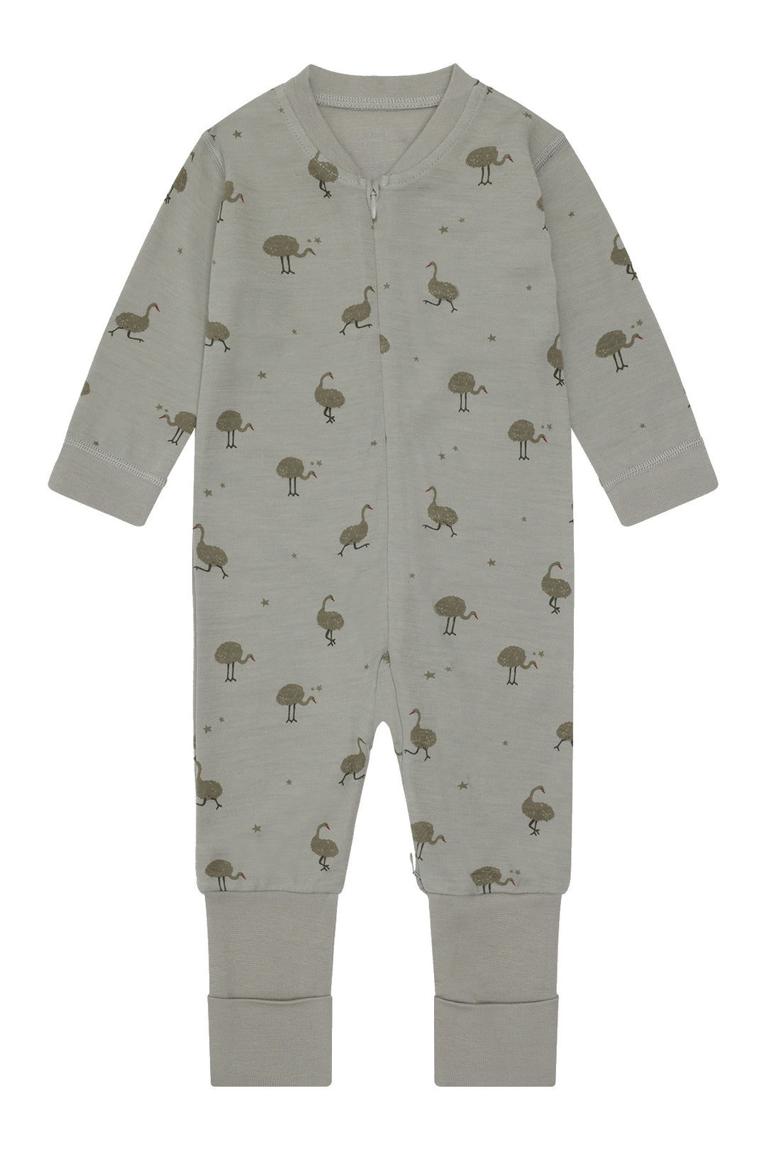 Hust &amp; Claire | Manu Zip Ostrich Pysj Ull/Bambus – Forest Fog