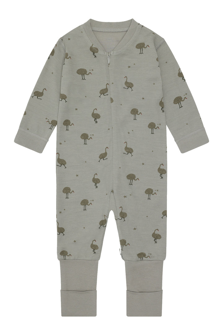 Hust &amp; Claire | Manu Zip Ostrich Pysj Ull/Bambus – Forest Fog