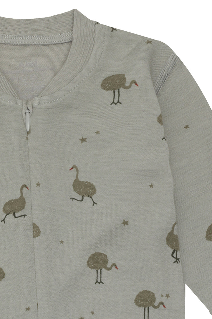 Hust &amp; Claire | Manu Zip Ostrich Pysj Ull/Bambus – Forest Fog