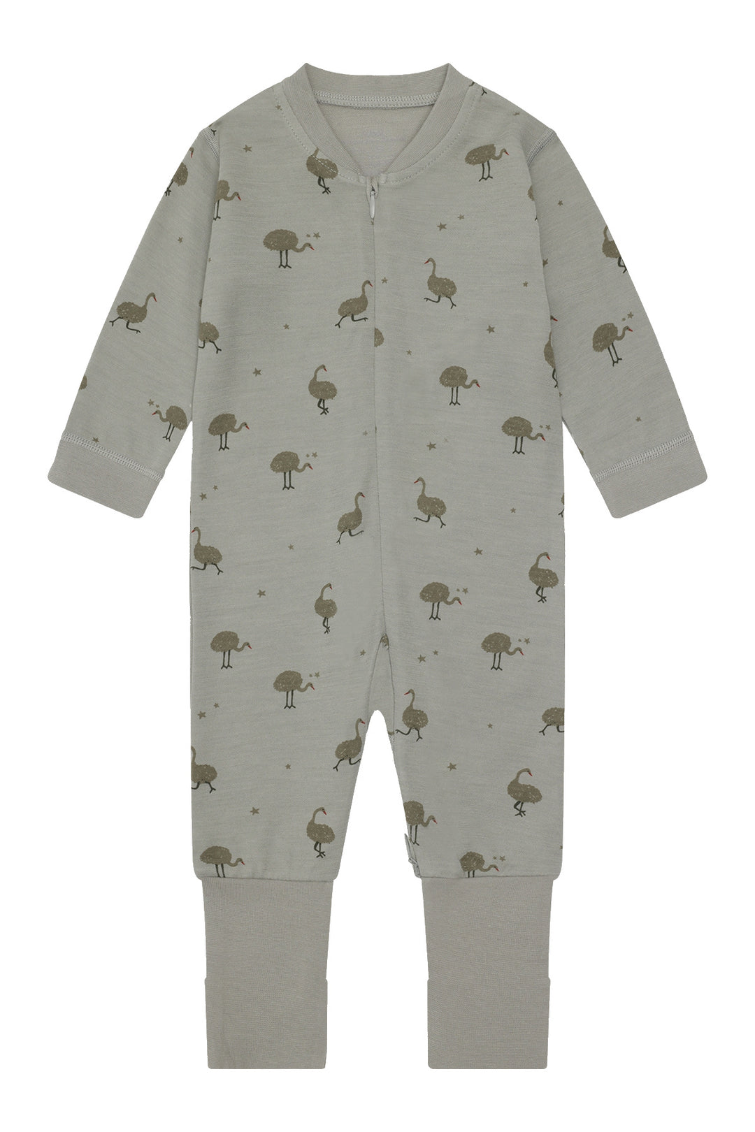 Hust &amp; Claire | Manu Zip Ostrich Pysj Ull/Bambus – Forest Fog