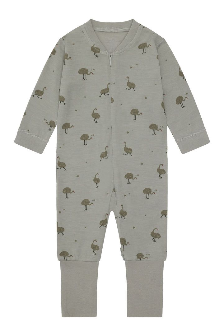 Hust &amp; Claire | Manu Zip Ostrich Pysj Ull/Bambus – Forest Fog