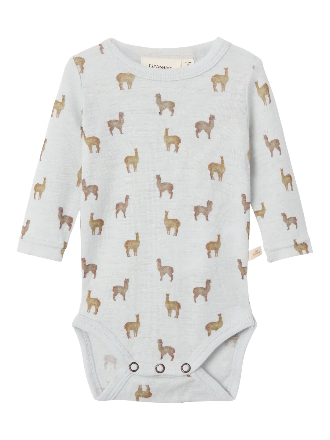 Lil' Atelier Baby NOEL NOR WOOL LS SLIM BODY - Gray Dawn | LAMA - Torgunns Barneklær AS