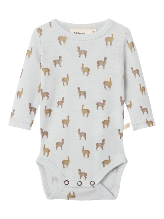 Lil' Atelier Baby NOEL NOR WOOL LS SLIM BODY - Gray Dawn | LAMA - Torgunns Barneklær AS