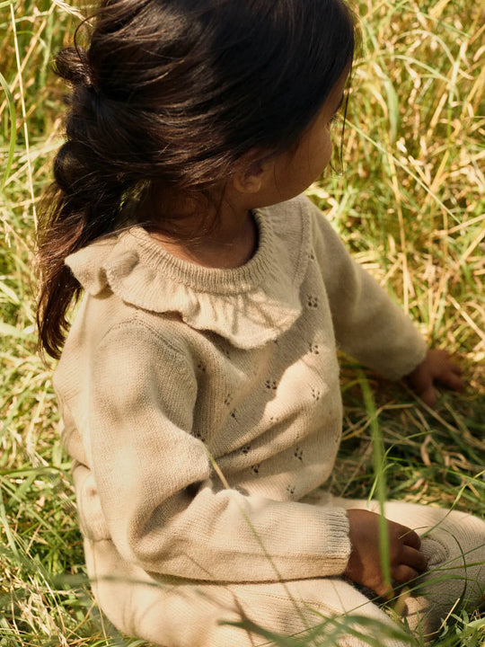 Lil' Atelier Mini WOOL NALIO LS KNIT - Safari Melange - Torgunns Barneklær AS