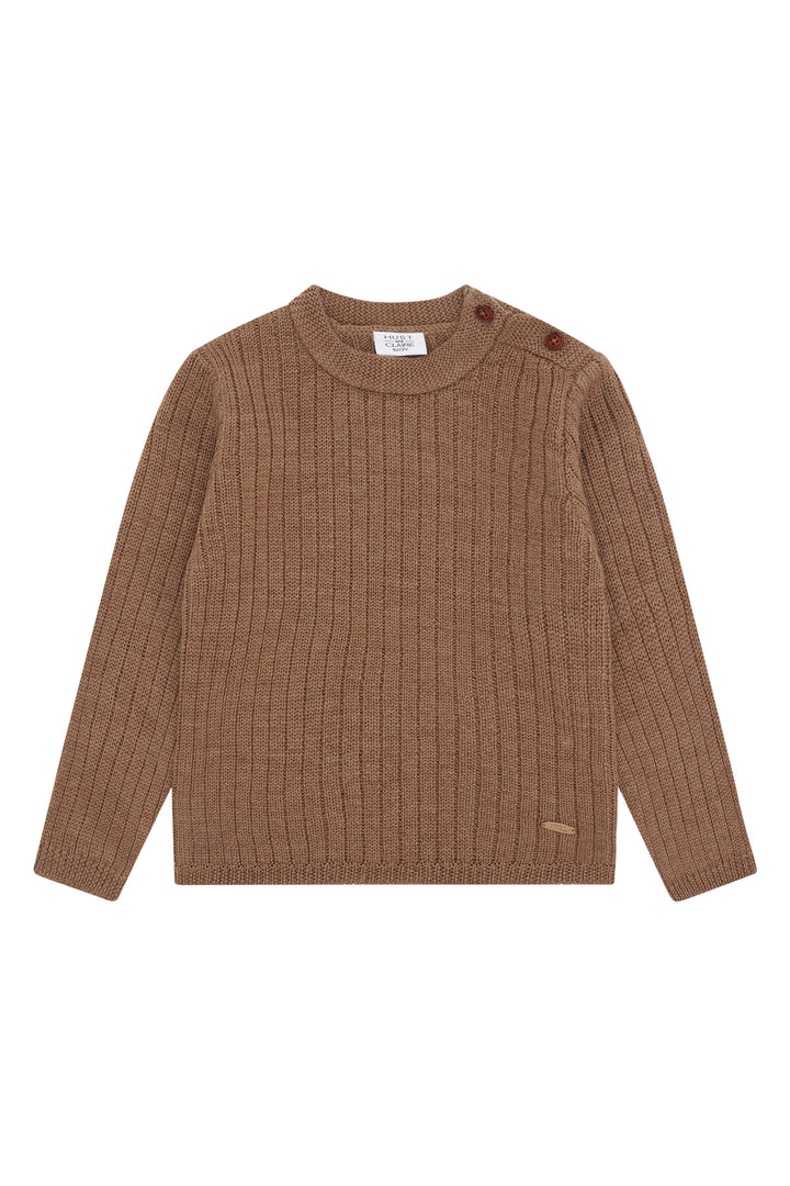 Hust &amp; Claire | Pil Ribb Strikket Ullgenser – Coca Mocha