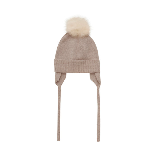 HUTTELiHUT Bonnet Wool Knit Alpaca Pompon - Cobblestone