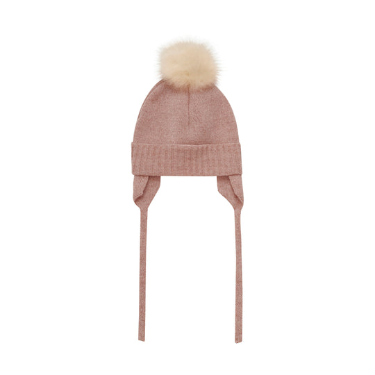 HUTTELiHUT Bonnet Wool Knit Alpaca Pompon - Mahogany Rose