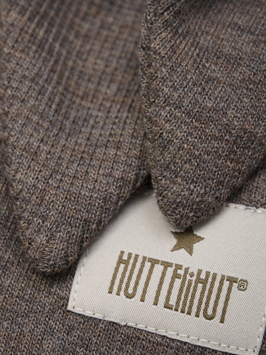 HUTTEliHUT | Balaclava Ears Wool Rib - Brown Melange