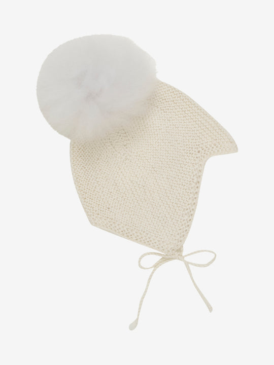 HUTTEliHUT | Bonnet Wool Knit Alpaca Pompom - Offwhite