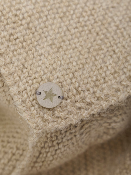 HUTTEliHUT | Bonnet Wool Knit Alpaca Pompom - Camel Melange