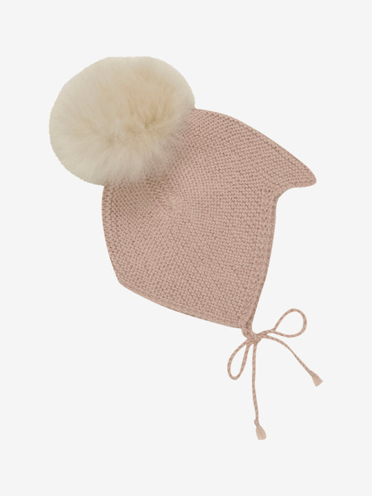 HUTTEliHUT | Bonnet Wool Knit Alpaca Pompom - Mahogany Rose
