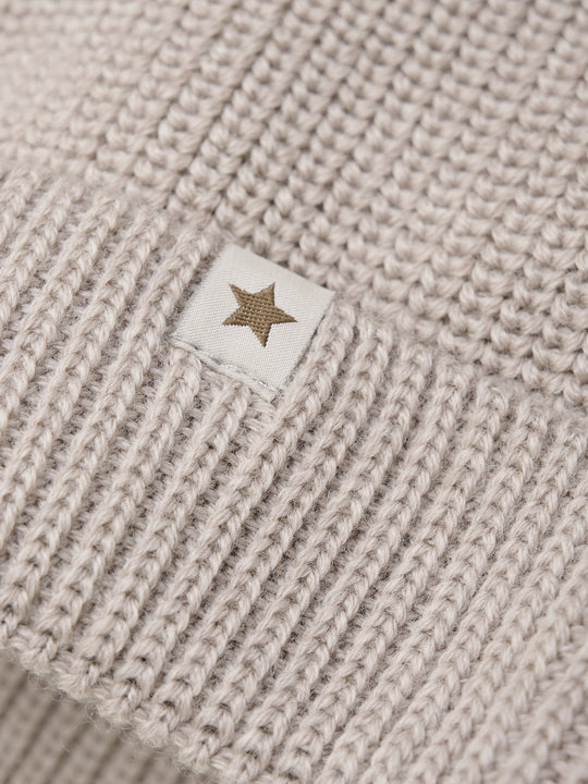 HUTTEliHUT | Beanie Wool Knit Pompoms - Camel Melange - Torgunns Barneklær AS