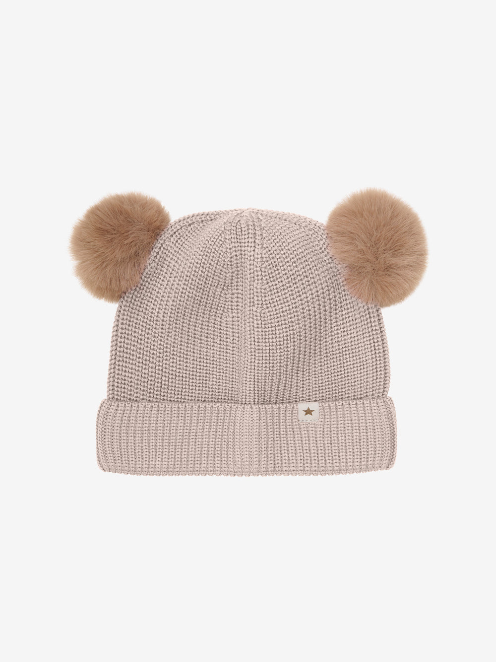 HUTTEliHUT | Beanie Wool Knit Pompoms - Camel Melange